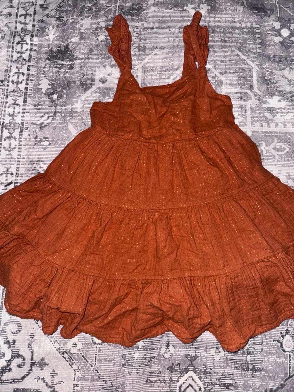 Rachel Zoe Girls' Rust Orange Ruffle Tiered Dress